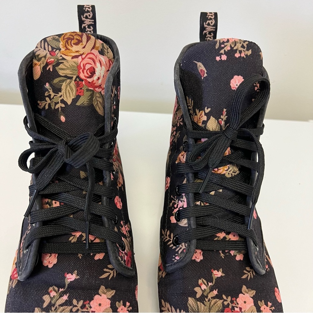 Dr. Martens Black Floral Lace-Up Ankle Boots - Picture 3 of 9